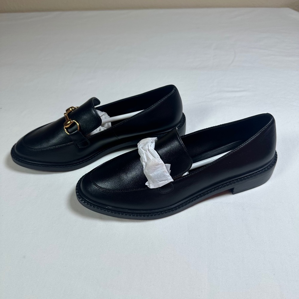 Lisa Vicky Zany-V Black Sheep Nappa‎ Loafers Gold Hardware Women's Size 5M NIB - Picture 4 of 13